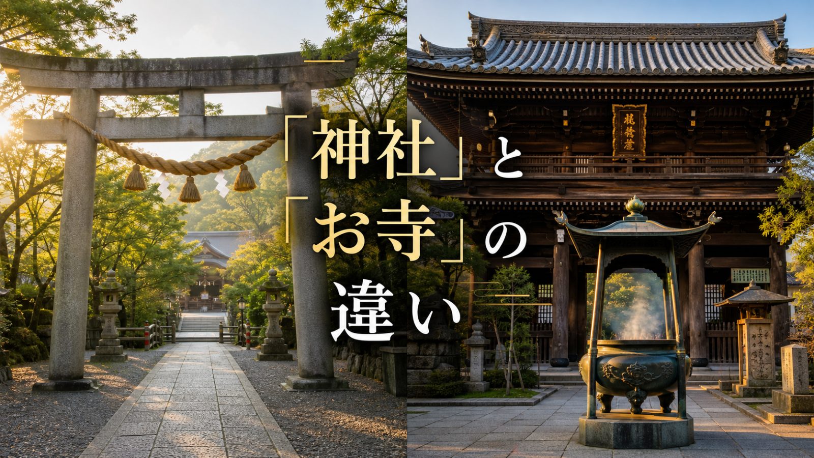 神社の鳥居と参道を背景に神社参拝の基本作法を伝えるアイキャッチ画像
