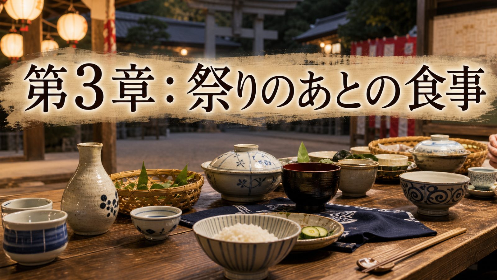 祭りのあとの食事としての直会を表す地域の食卓の章画像