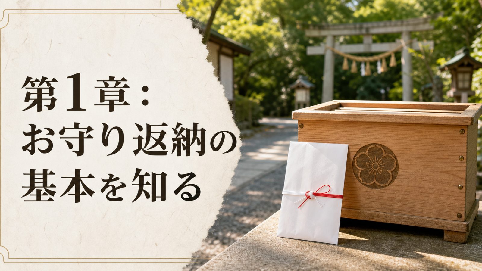 鳥居の前で参拝前に気持ちを整える神社の風景