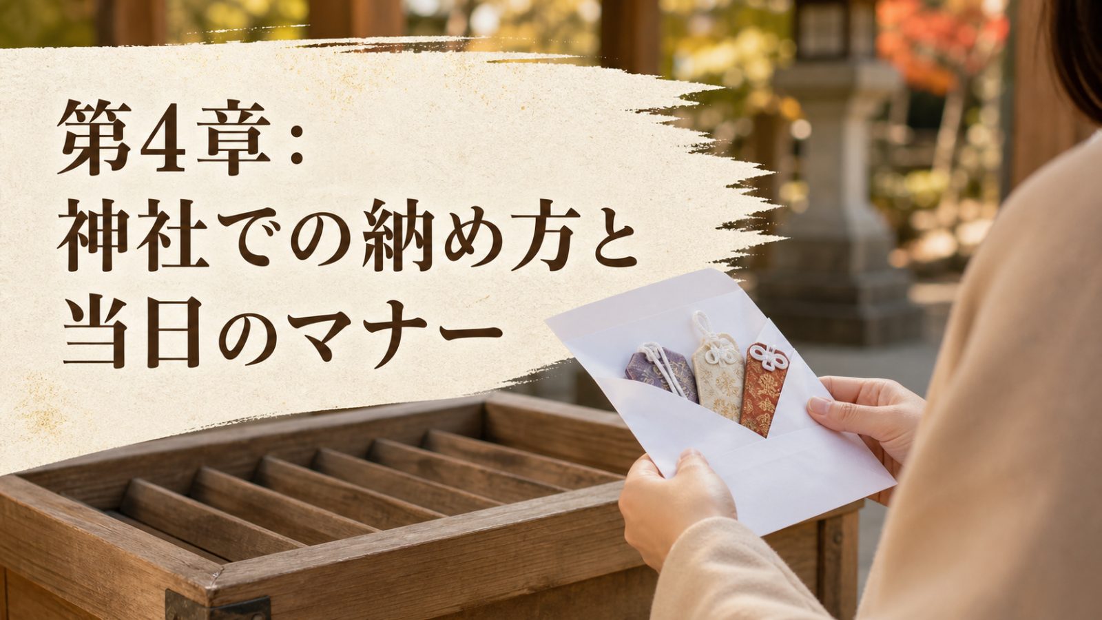 拝殿前で静かに祈る神社参拝の場面