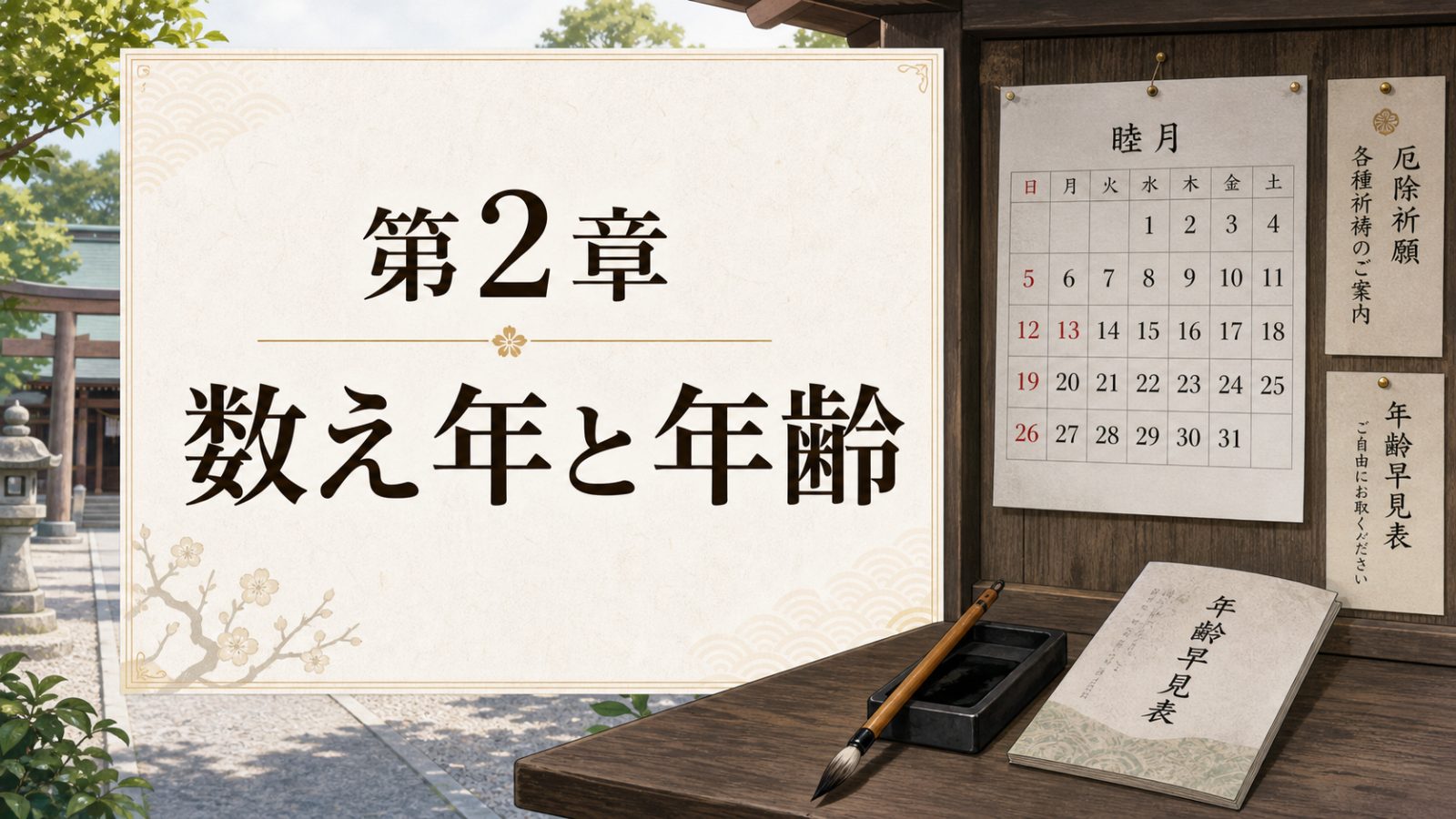 第2章 数え年と年齢を表す暦と神社案内のイメージ